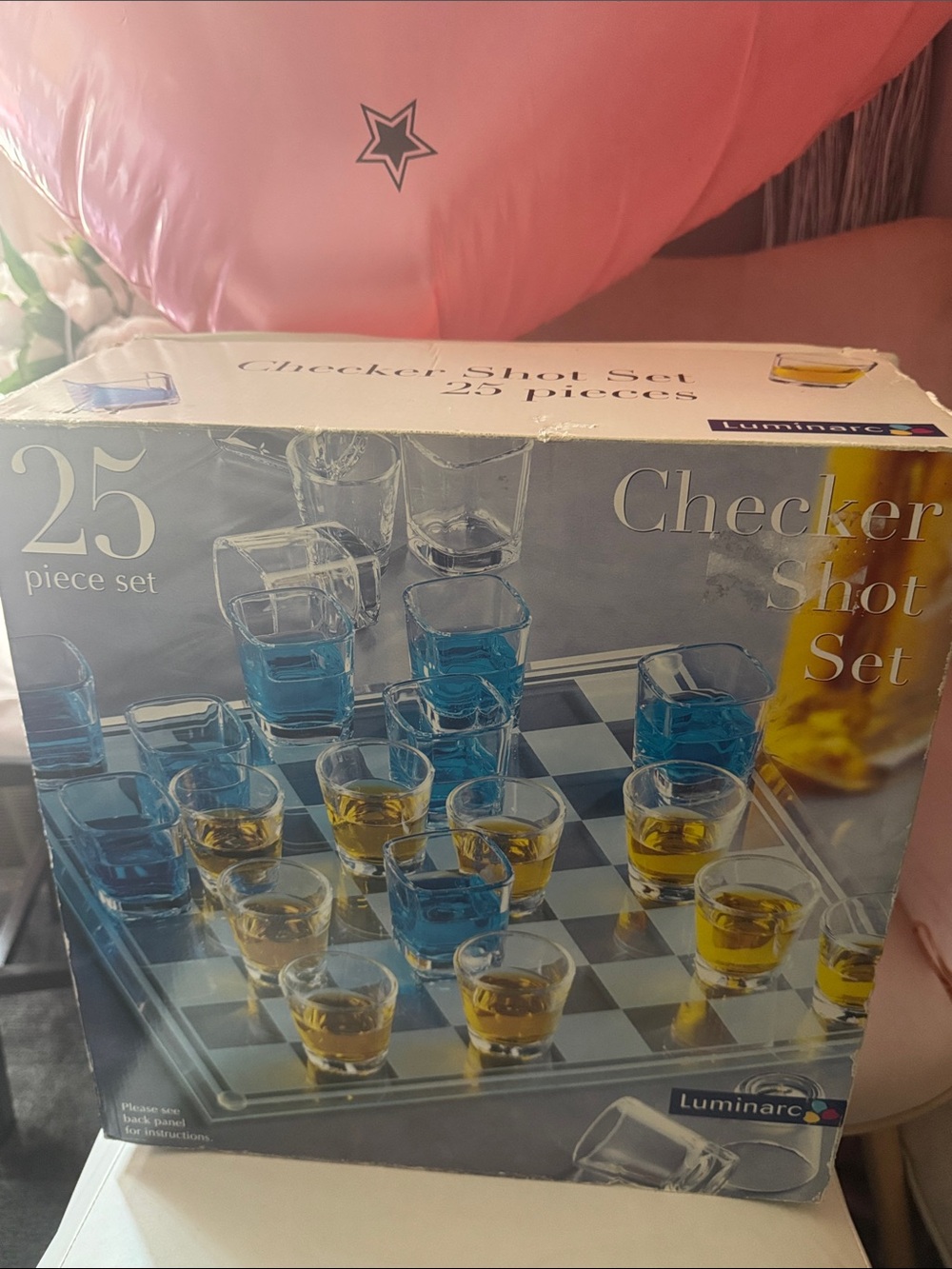 Luminarc Checker Shot Set 25-Piece - Blue and Yellow